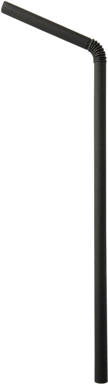Black compostable bendable Euro Straw with concertina joint